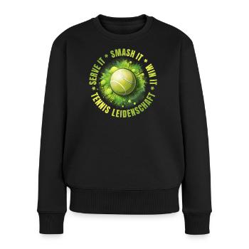 Serve it - Smash it - win it - Frauen Premium Bio Pullover - Schwarz - Vorne - Julia (174cm)