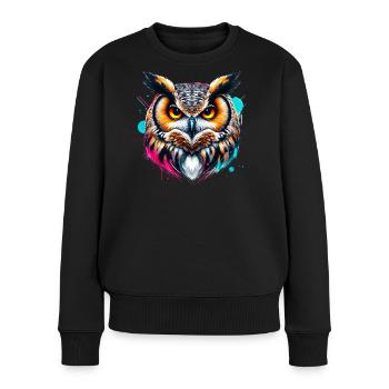 Hibou - Pull Premium bio Femme - noir - Devant - Julia (174cm)