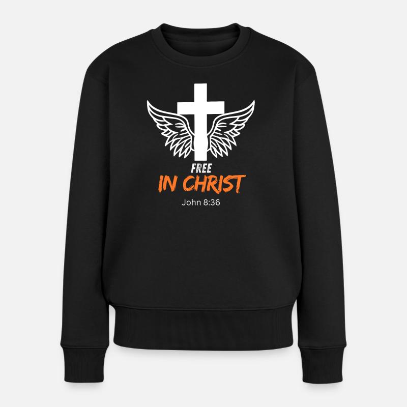 Religiöse Symbolik mit Engelsflügeln - Frauen Premium Bio Pullover - Schwarz