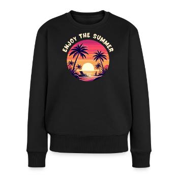 Genießen Sie den Sommer - Frauen Premium Bio Pullover - Schwarz - Vorne - Julia (174cm)
