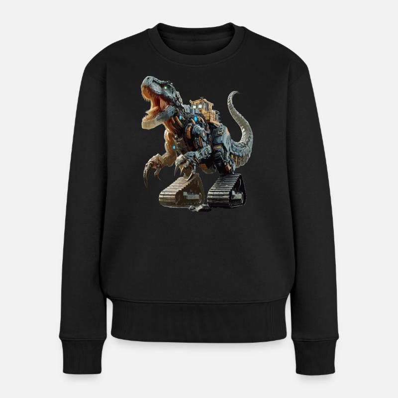 Bagger T-Rex Dinosaurier - Frauen Premium Bio Pullover - Schwarz