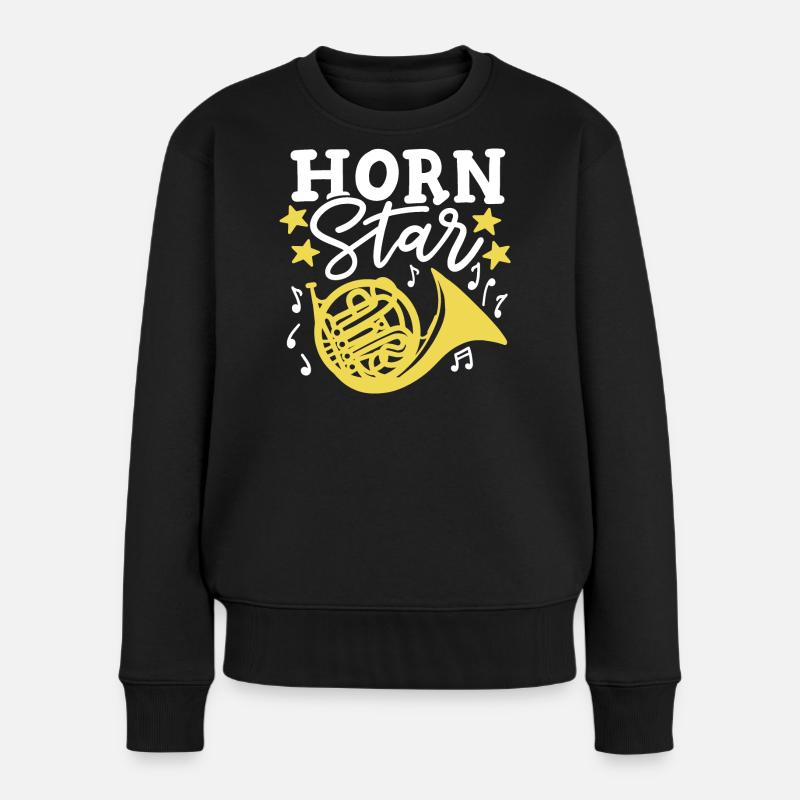 Waldhornspieler Hornist - Frauen Premium Bio Pullover - Schwarz