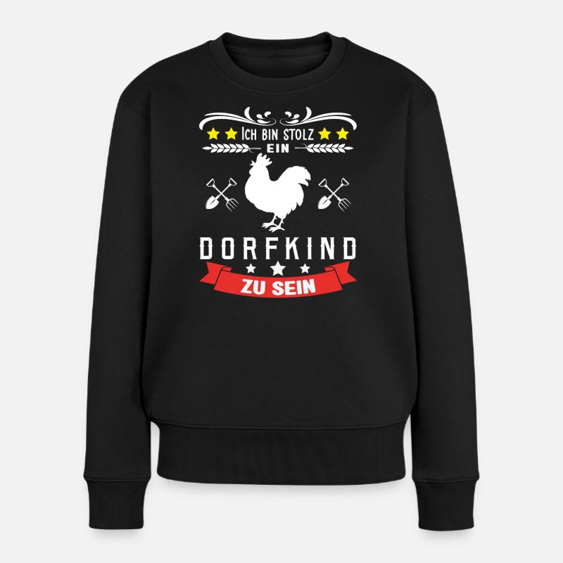Dorfkind stolz - Frauen Premium Bio Pullover - Schwarz