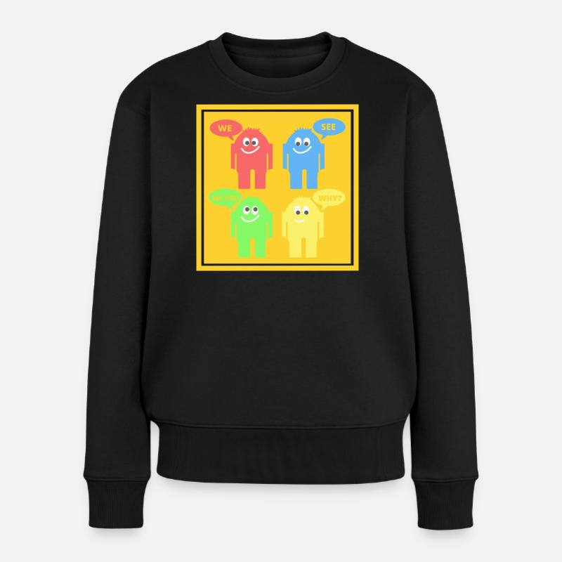 Lustige Männchen - Frauen Premium Bio Pullover - Schwarz