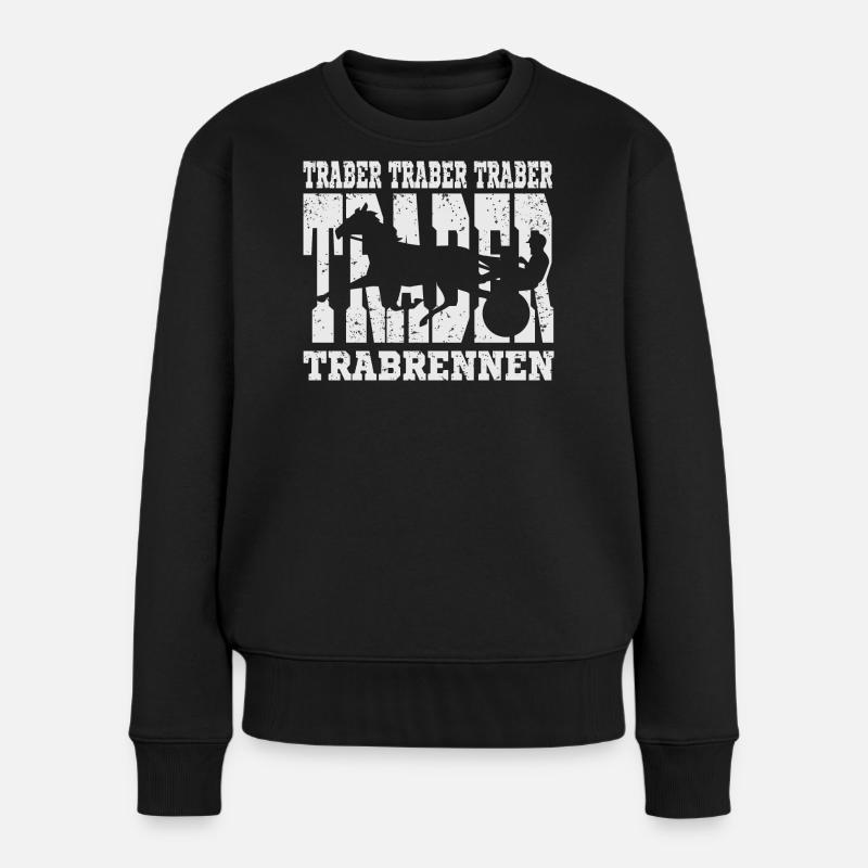 Dekoratives Traber Design - Frauen Premium Bio Pullover - Schwarz