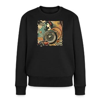Tuning Hot Rod Rockabilly Design - Frauen Premium Bio Pullover - Schwarz - Vorne - Julia (174cm)