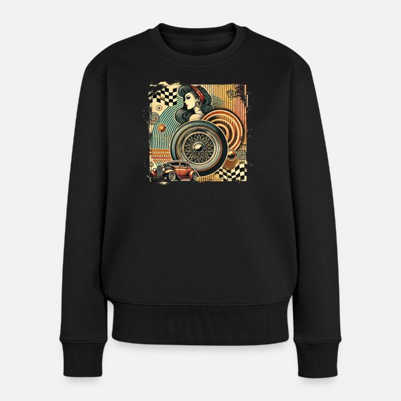Tuning Hot Rod Rockabilly Design - Frauen Premium Bio Pullover - Schwarz