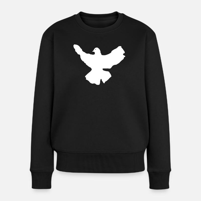 Weiße Friedenstaube - Frauen Premium Bio Pullover - Schwarz