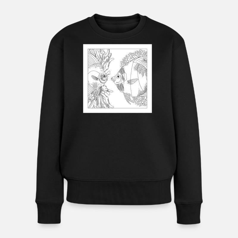 Ozean Korallenfisch - Frauen Premium Bio Pullover - Schwarz