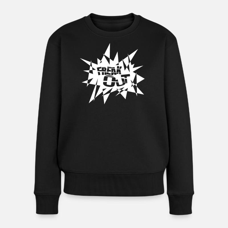 Kantiger Explosionsburst Text - Frauen Premium Bio Pullover - Schwarz