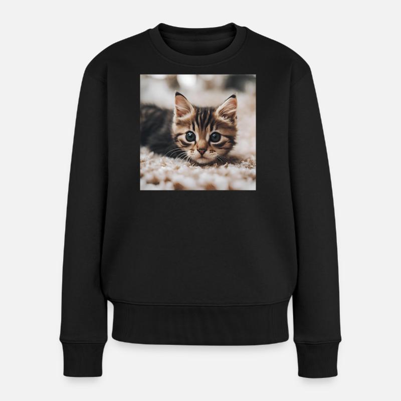 Katze - Frauen Premium Bio Pullover - Schwarz