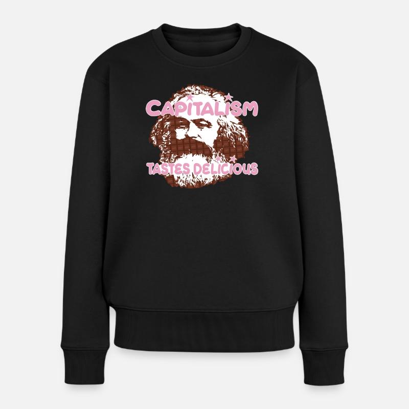 Kapitalismus Schoko Pop Art Schoko-Marx - Frauen Premium Bio Pullover - Schwarz