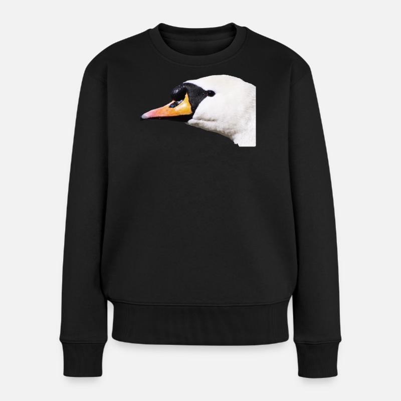 Schwanenporträt Schwarzweiß Kontrast - Frauen Premium Bio Pullover - Schwarz