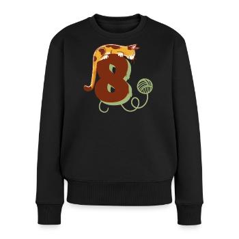 Cat Number 8 - Women's Premium Organic Jumper - black - Front - Julia (174cm)