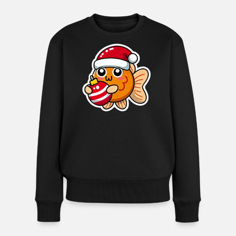 Goldfish Christmas Swain - Frauen Premium Bio Pullover - Schwarz