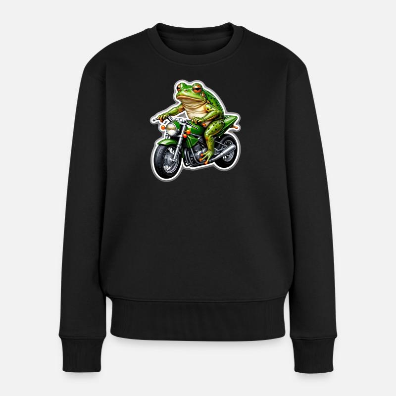 Grenouille sur moto - Pull Premium bio Femme - noir