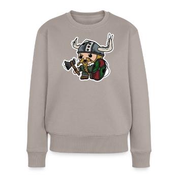 Wikinger | Krieger | Zwerg - Frauen Premium Bio Pullover - Taupe - Vorne - Julia (174cm)