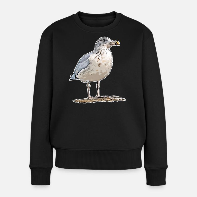 Möwe - Frauen Premium Bio Pullover - Schwarz