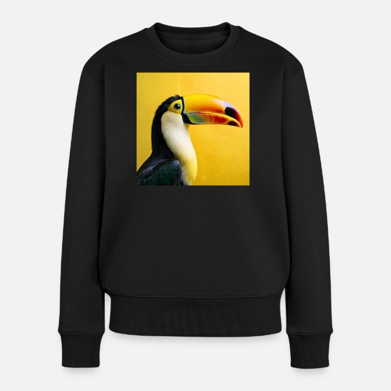 Tukan-Vogel auf tropischen gelben Hintergrundfarben - Frauen Premium Bio Pullover - Schwarz