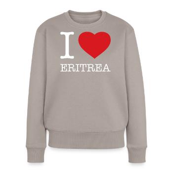 I LOVE ERITREA - Frauen Premium Bio Pullover - Taupe - Vorne - Julia (174cm)