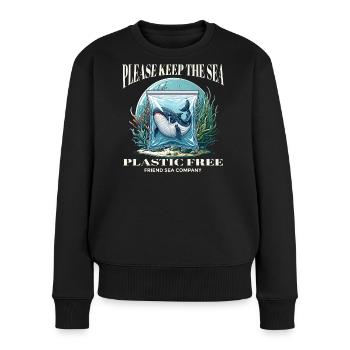 Wale und Plastik - Frauen Premium Bio Pullover - Schwarz - Vorne - Julia (174cm)