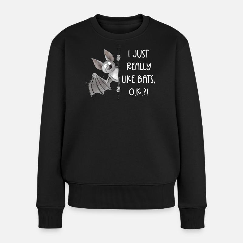 I Just Really Like Bats I Fledermaus Flughund - Frauen Premium Bio Pullover - Schwarz