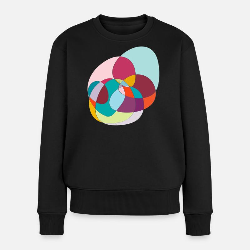 Verschlungene Farbkreise - Frauen Premium Bio Pullover - Schwarz