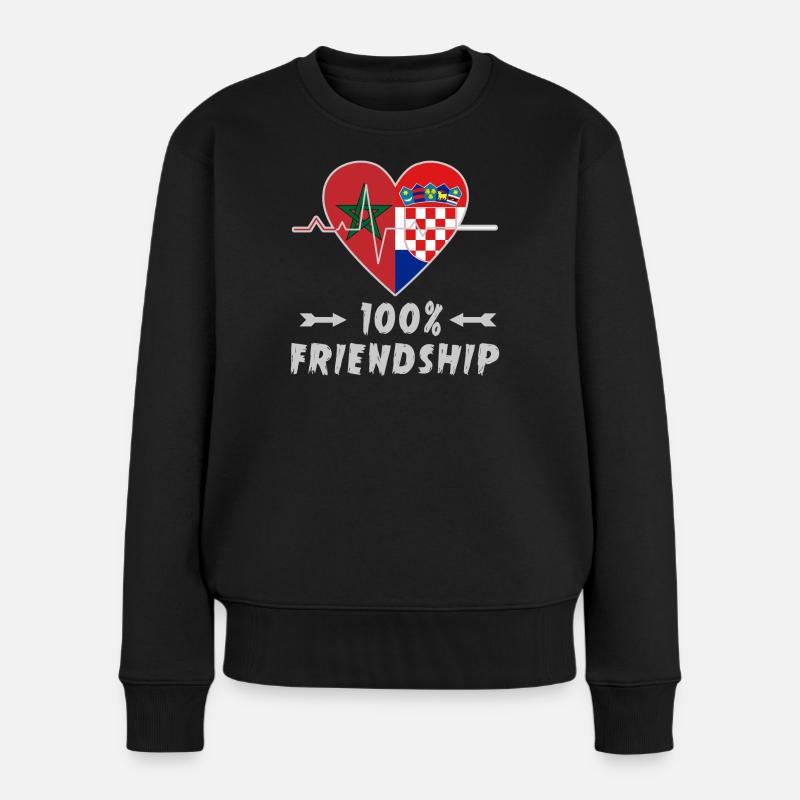 Marokko und Kroatien 100% Freundschaft - Frauen Premium Bio Pullover - Schwarz