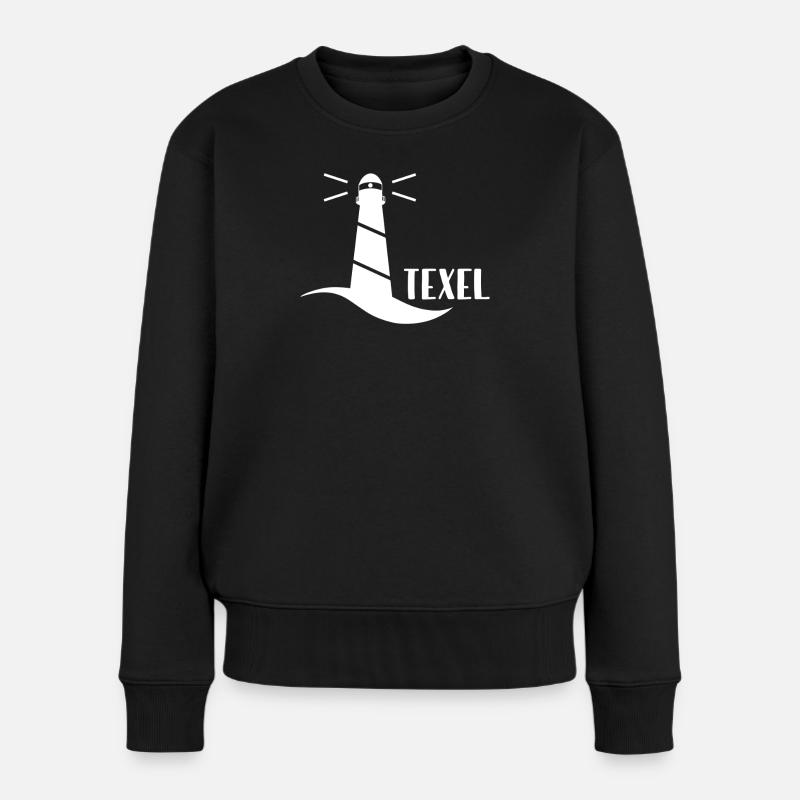 Leuchtturm Texel (weiß) - Frauen Premium Bio Pullover - Schwarz