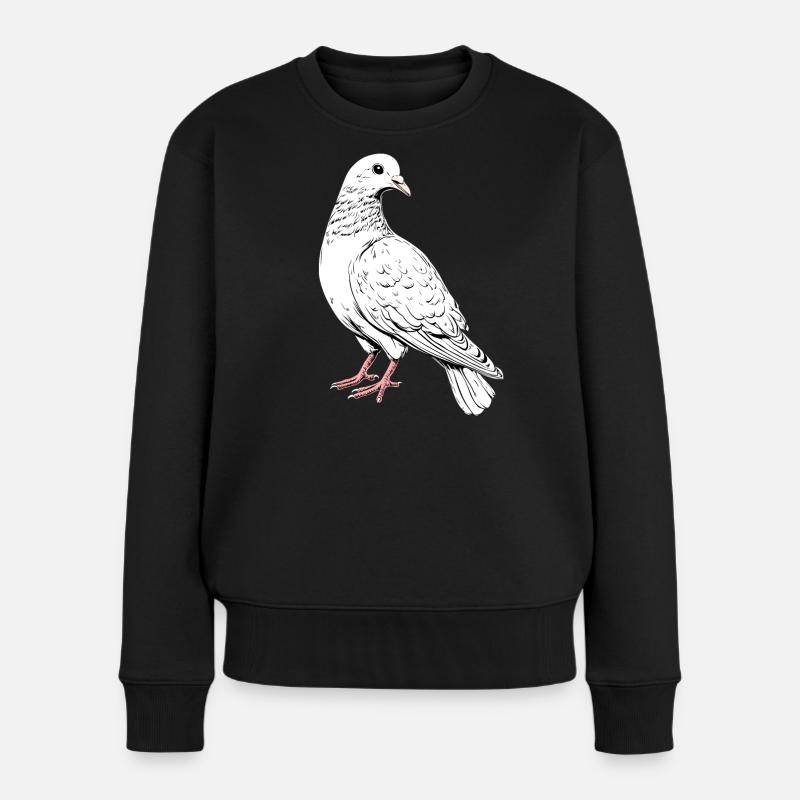 Taube Weiß Stadttaube Ringeltaube Weiße Tauben - Frauen Premium Bio Pullover - Schwarz