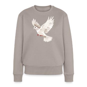 Taube Weiß Frieden Peace Ringeltaube Weiße Tauben - Frauen Premium Bio Pullover - Taupe - Vorne - Julia (174cm)