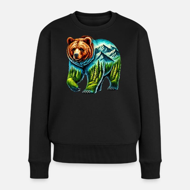 Bär - Frauen Premium Bio Pullover - Schwarz