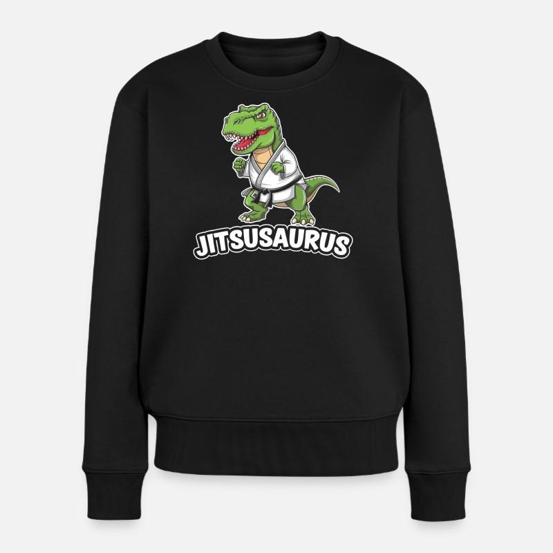 Dinosaure Jitsusaurus en équipement de Jiu-Jitsu - Pull Premium bio Femme - noir