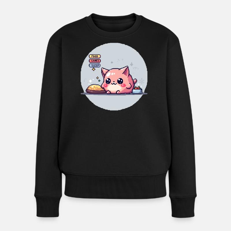 Pixel Pet - Retro Gaming - Frauen Premium Bio Pullover - Schwarz