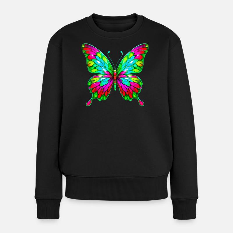 Schmetterling - Frauen Premium Bio Pullover - Schwarz