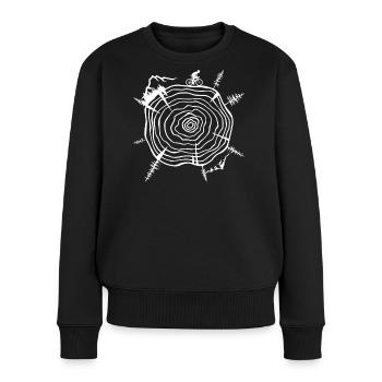 Von der Natur inspirierte Baumring-Fahrradszene - Frauen Premium Bio Pullover - Schwarz - Vorne - Julia (174cm)