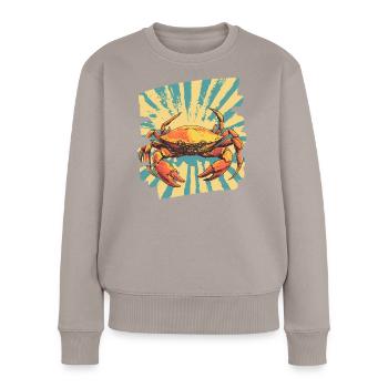 Crabe Rétro - Pull Premium bio Femme - taupe - Devant - Julia (174cm)