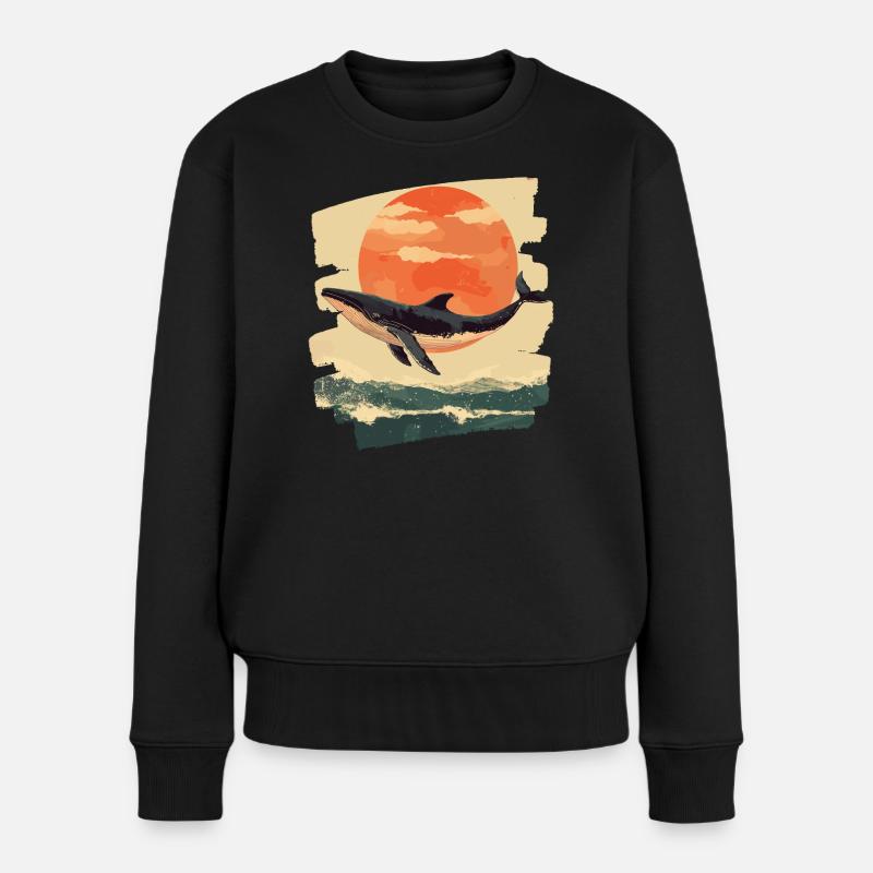 Baleine Rétro - Pull Premium bio Femme - noir