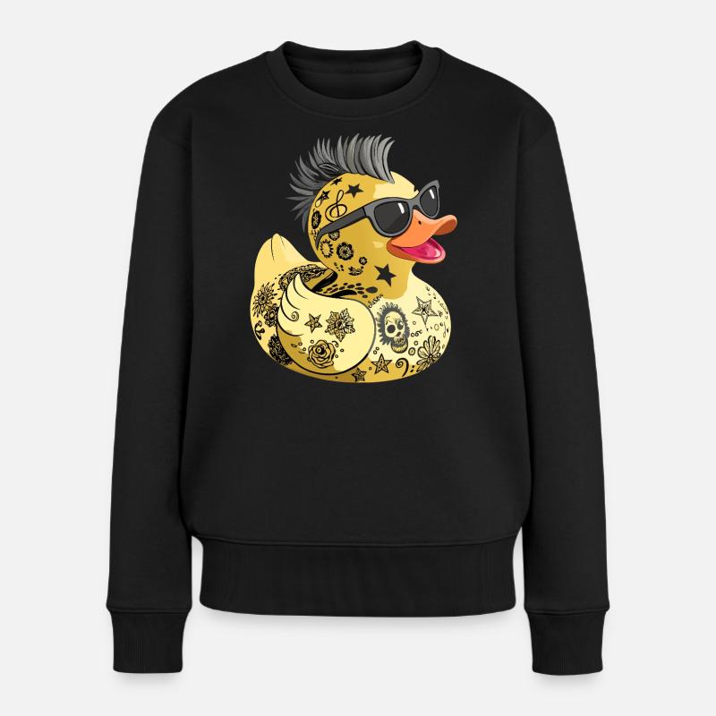 Punk Badeente Gelbe Gummiente - Frauen Premium Bio Pullover - Schwarz