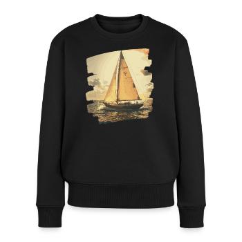 Segelboot - Frauen Premium Bio Pullover - Schwarz - Vorne - Julia (174cm)
