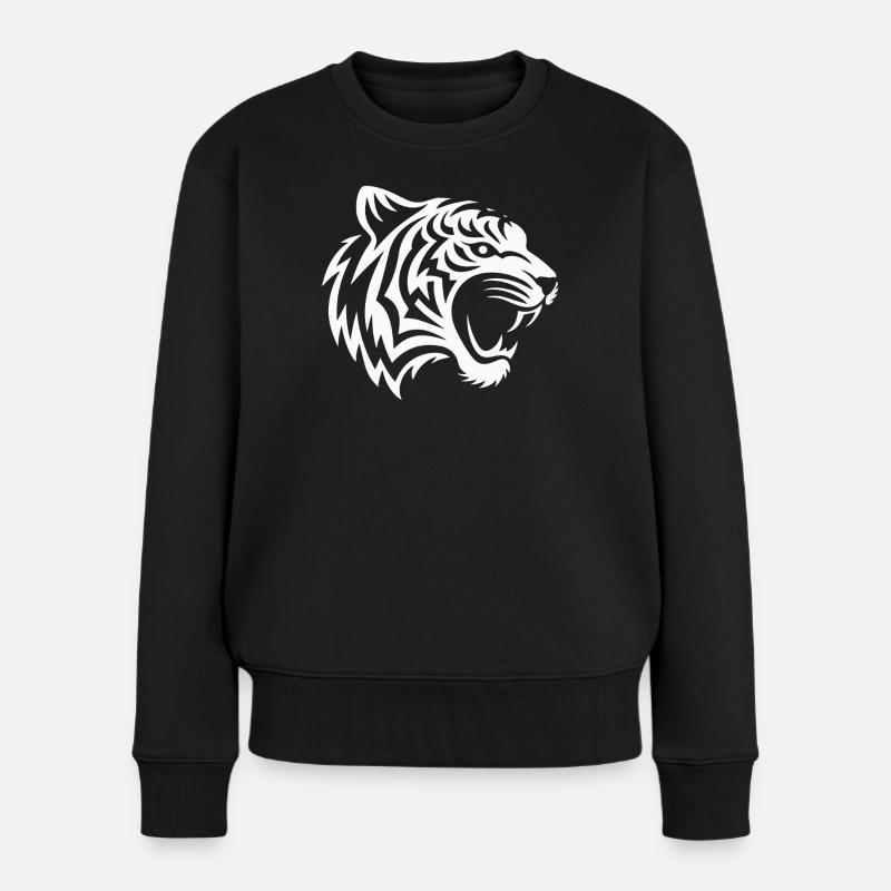 Tiger tribal weiss - Frauen Premium Bio Pullover - Schwarz