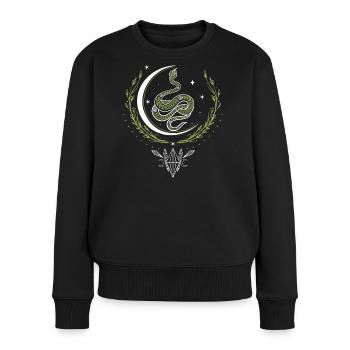 Serpent avec croissant de lune et cristaux - Pull Premium bio Femme - noir - Devant - Julia (174cm)