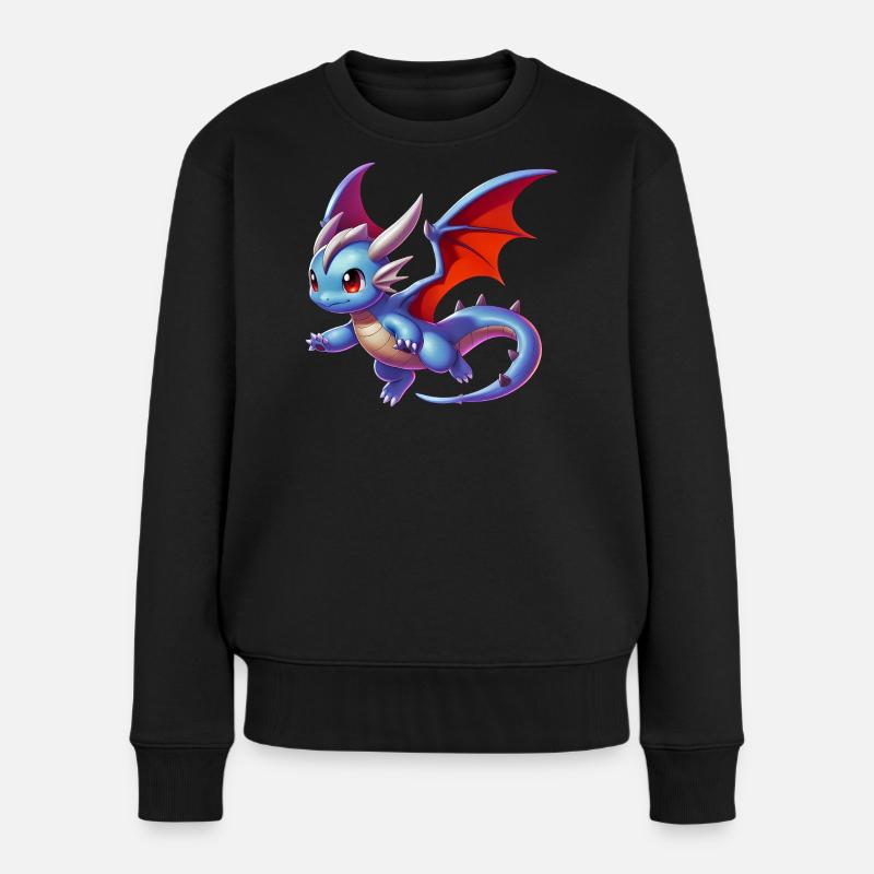 Drache - Frauen Premium Bio Pullover - Schwarz