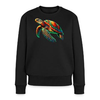 Meeresschildkröte - Frauen Premium Bio Pullover - Schwarz - Vorne - Julia (174cm)