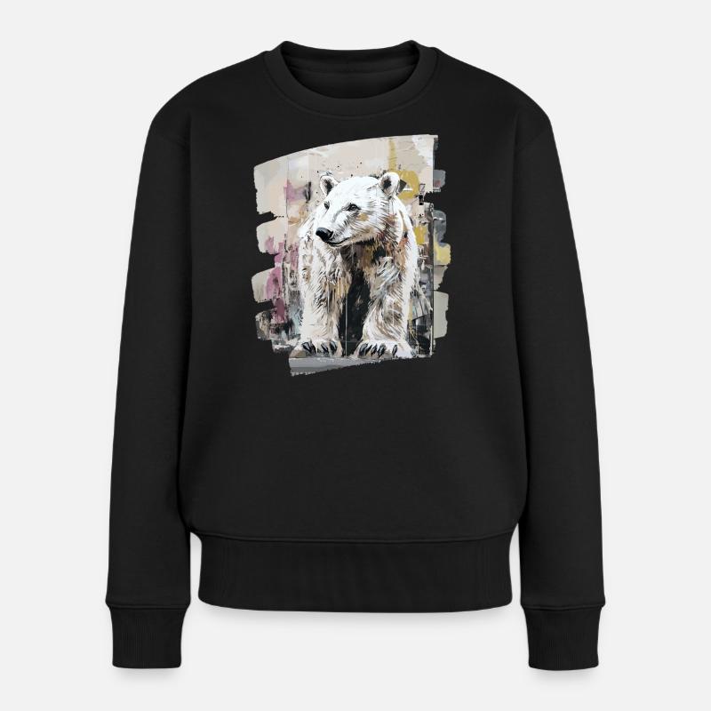 Eisbär Graffiti Sprayer - Frauen Premium Bio Pullover - Schwarz