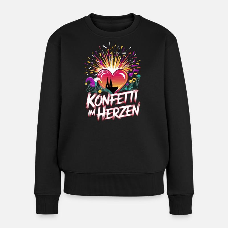 Köln Konfetti Im Herzen Karneval Herz Kölner Köln - Frauen Premium Bio Pullover - Schwarz