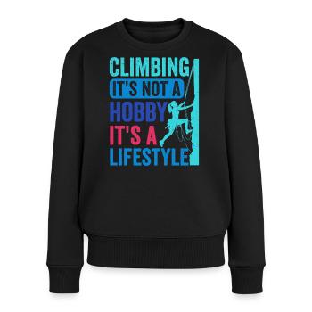 Klettern - es ist kein Hobby. Es ist ein Lebensstil - Frauen Premium Bio Pullover - Schwarz - Vorne - Julia (174cm)