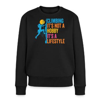 Klettern - es ist kein Hobby. Es ist ein Lebensstil - Frauen Premium Bio Pullover - Schwarz - Vorne - Julia (174cm)
