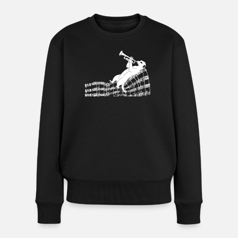 Suricate musical avec trompette et partitions - Pull Premium bio Femme - noir