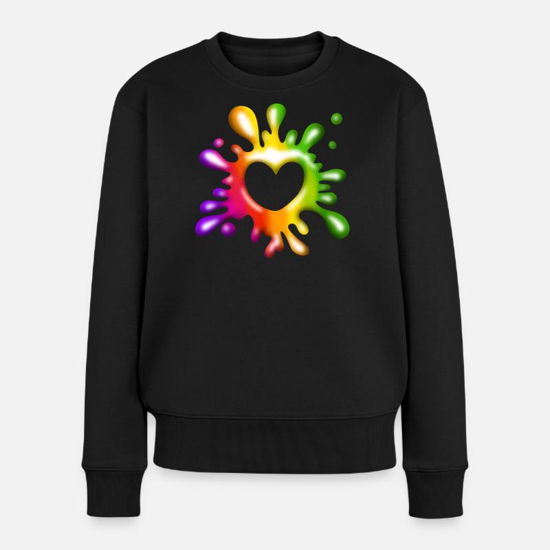 Herz Klecks - Farbenfrohe Liebe - Frauen Premium Bio Pullover - Schwarz